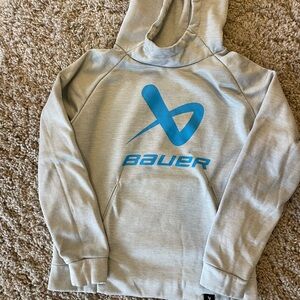 Bauer light grey sweatshirt with bright blue logo. Excellent condition!